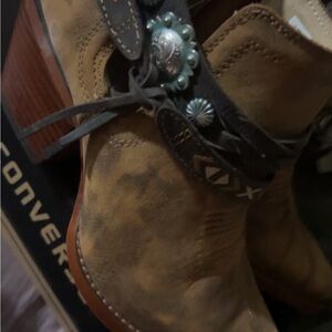 Brown Western Durango Ankle Boots with Decorative Straps